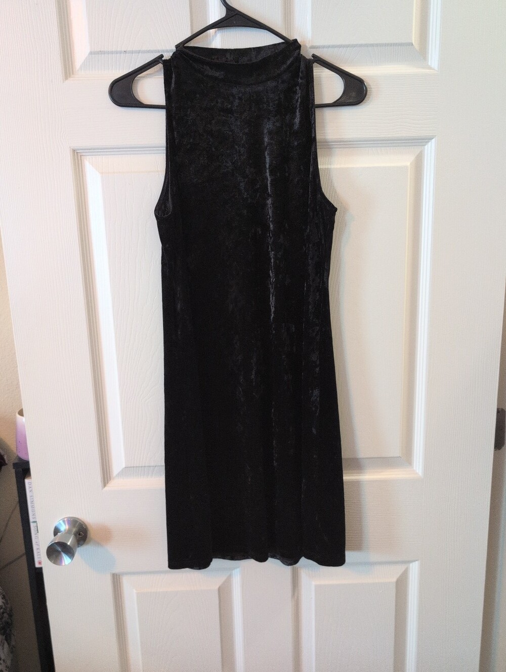 Black Velvet Sleeveless Shift Dress - Brand Unknown